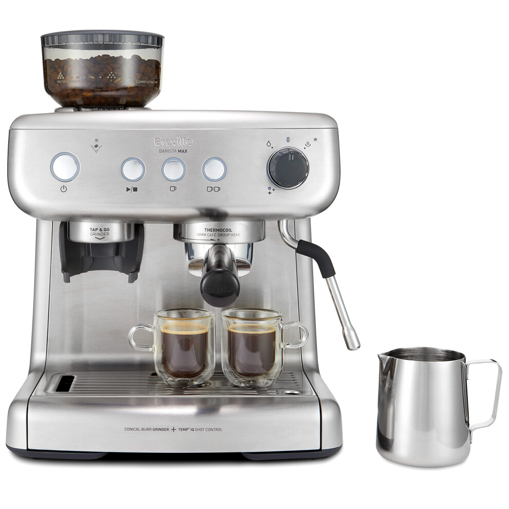 Breville Barista Max Espresso Machine | Latte & Cappuccino Coffee Maker with Integrated Bean Grinder & Steam Wand | 2.8 L Water Tank | 15 Bar Italian