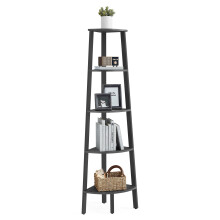 VASAGLE Corner Shelf Unit, 5-Tier Corner Shelf, Ladder Shelf for Living Room, Bookshelf or Plant Stand, Industrial Accent Furniture, Charcoal Gray an