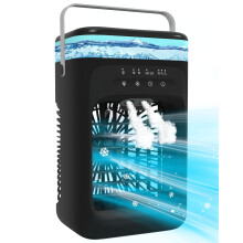 Omeyo Portable Air Cooler, Mini Mobile Air Conditioner, RGB 7 LED Light, Timed function Modes Room Cooler, Air Coolers for Home, Office, Bedroom,Blac