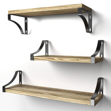 Pipishell Floating Shelves Wall Mounted Shelf, Paulownia Wood Wall Shelves, Wooden Shelves Set of 3 for Bedroom, Bathroom, Living Room, Kitchen, Home
