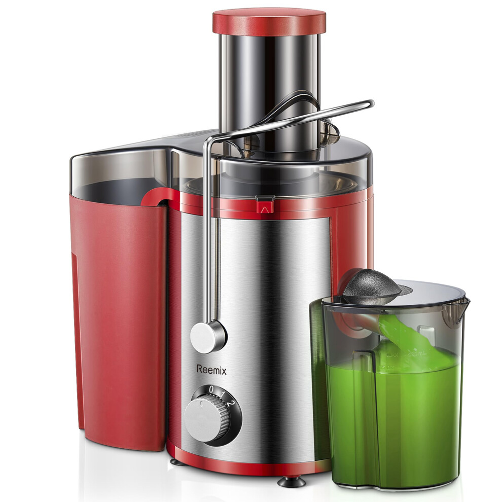 Juicer, Reemix Centrifugal Juicer Machines Whole Fruit and Vegetable, 3-inch Wide Mouth Juicer Extractor with 2 Speeds, Brush Included Easy to Clean