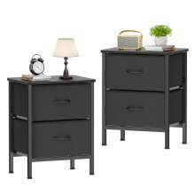 HOMIDEC Bedside Tables Set of 2, Bedroom Bedside Cabinet with Metal Frame and 2 Large Capacity Fabric Drawers for Bedroom, Living Room