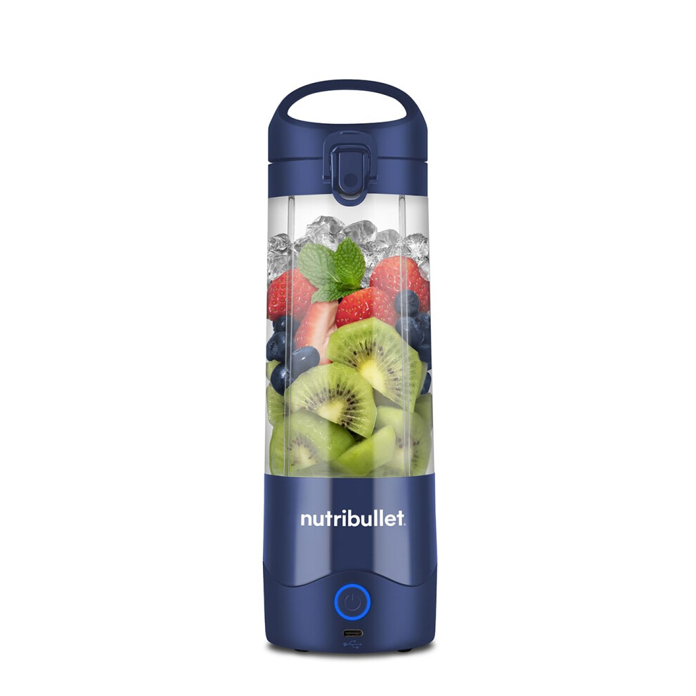 nutribullet Portable Blender in Navy - Powerful Extractor Blade, 475ml Cup, To-Go Lid, USB-C Charging Cable & User Guide - Delivers 15+ Blending Cycl