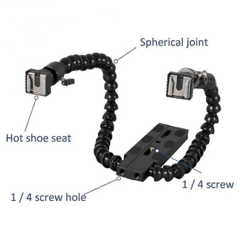 Dual Arm Hot Shoe Flash Bracket for Camera 2