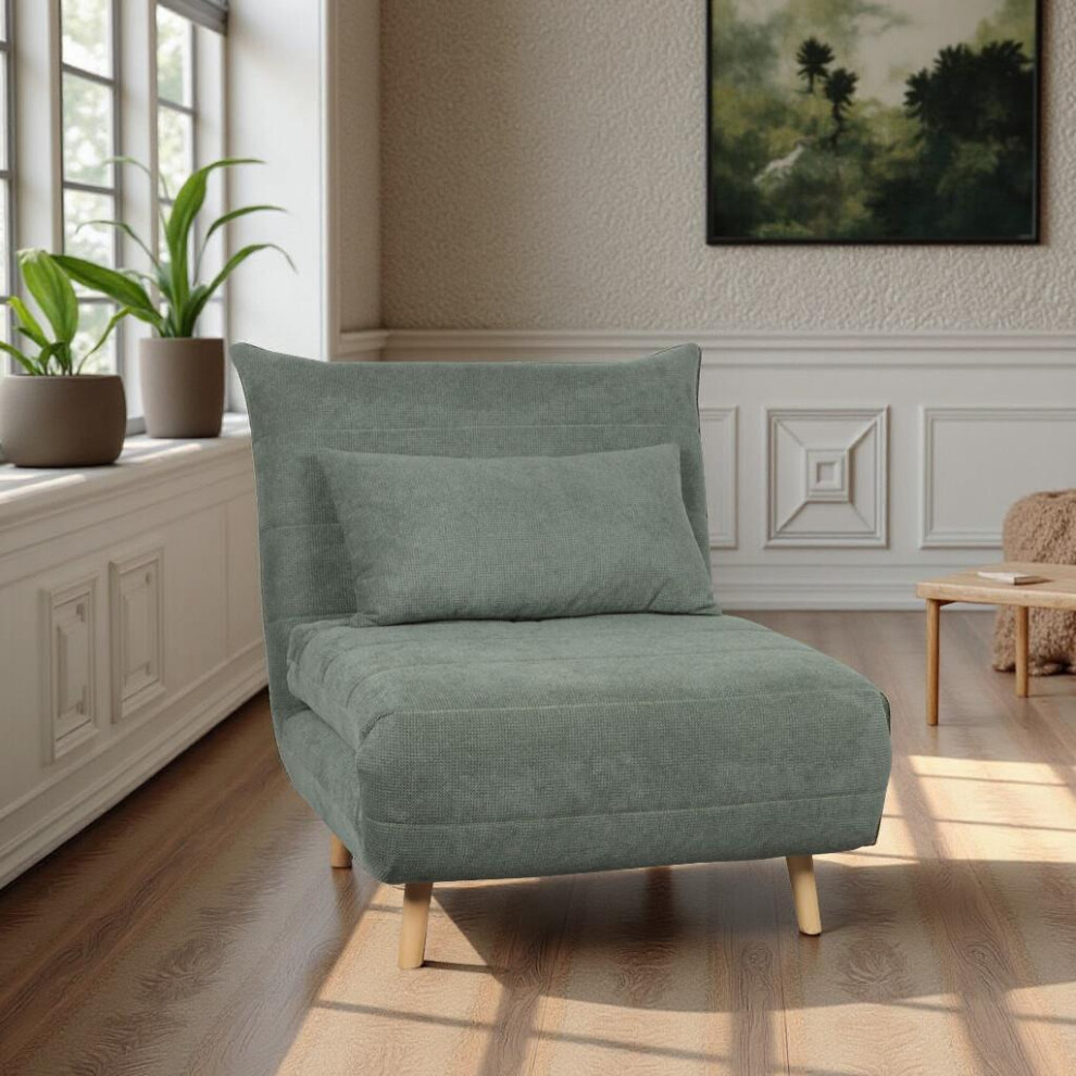 (Green) Single Clic Clac Sofa Bed Sleeper Couch Upholstered