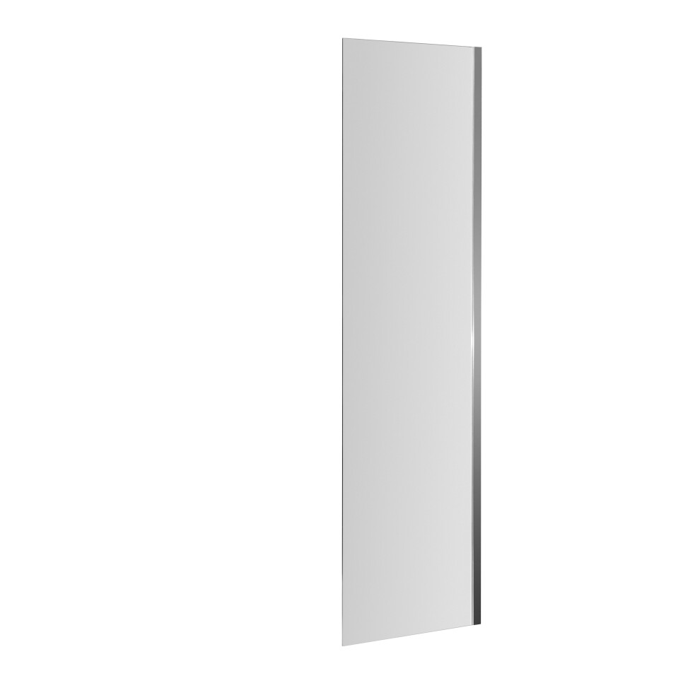 Fixed 6mm Toughened Safety Glass Reversible Bath Screen - 350mm Wide - Chrome