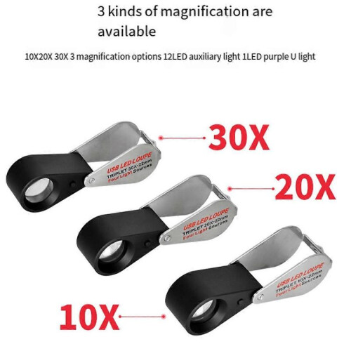 Rechargeable Four-Colour Light Source 13LED Magnifier Mini Pocket 20X 2