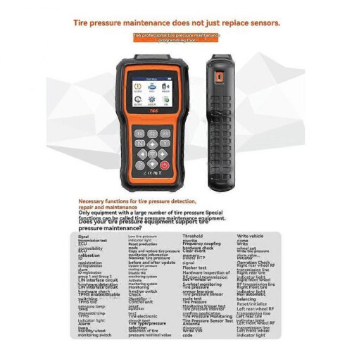 T66 Auto Tire Pressure Tool TPMS Relearn Activate Sensors Programming 2