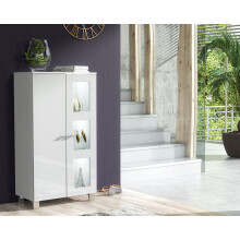 (White LED lights) Furneo White Sideboard Cabinet Modern High Gloss &Matt Cupboard LED Lights Mia 02
