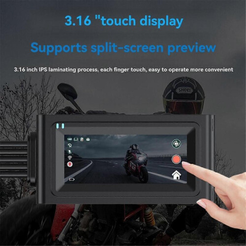 Motorcycle 3.16 Inch Driving Recorder Dual Record+WIFI+GPS+64G