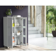 (No LED lights) Furneo White Sideboard Cabinet Modern High Gloss &Matt Cupboard LED Lights Mia 02