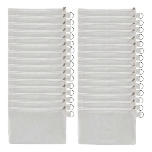 30 Pcs Sublimation Blanks Makeup Bags Bulk,Canvas White Bag