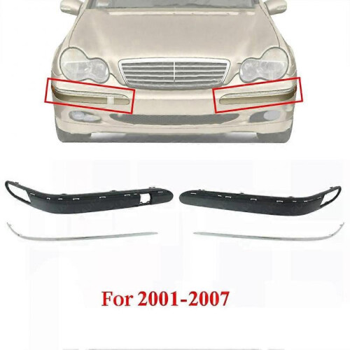Car Front Bumper Moldings + Chrome Trim for Mercedes Benz C-Class 1