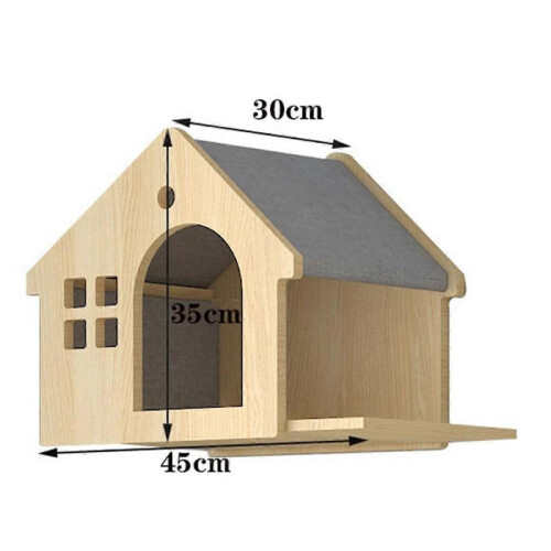 Villa Cat Bed, Wall-Type Cat Bed, Small Solid Wood Cat Wall Shelf B 2