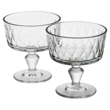 (2 Bowls) Ice Cream Sundae Dessert Fruit Cocktail Footed Bowls Cups Dishes 250ml