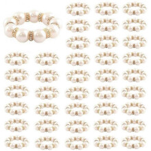 100Pcs Napkin Rings Imitation Pearl Beaded Rhinestone