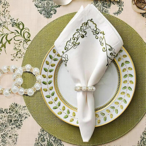 100Pcs Napkin Rings Imitation Pearl Beaded Rhinestone 2