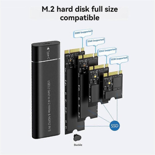 M.2 NVMe SATA SSD Enclosure Adapter Silver 1