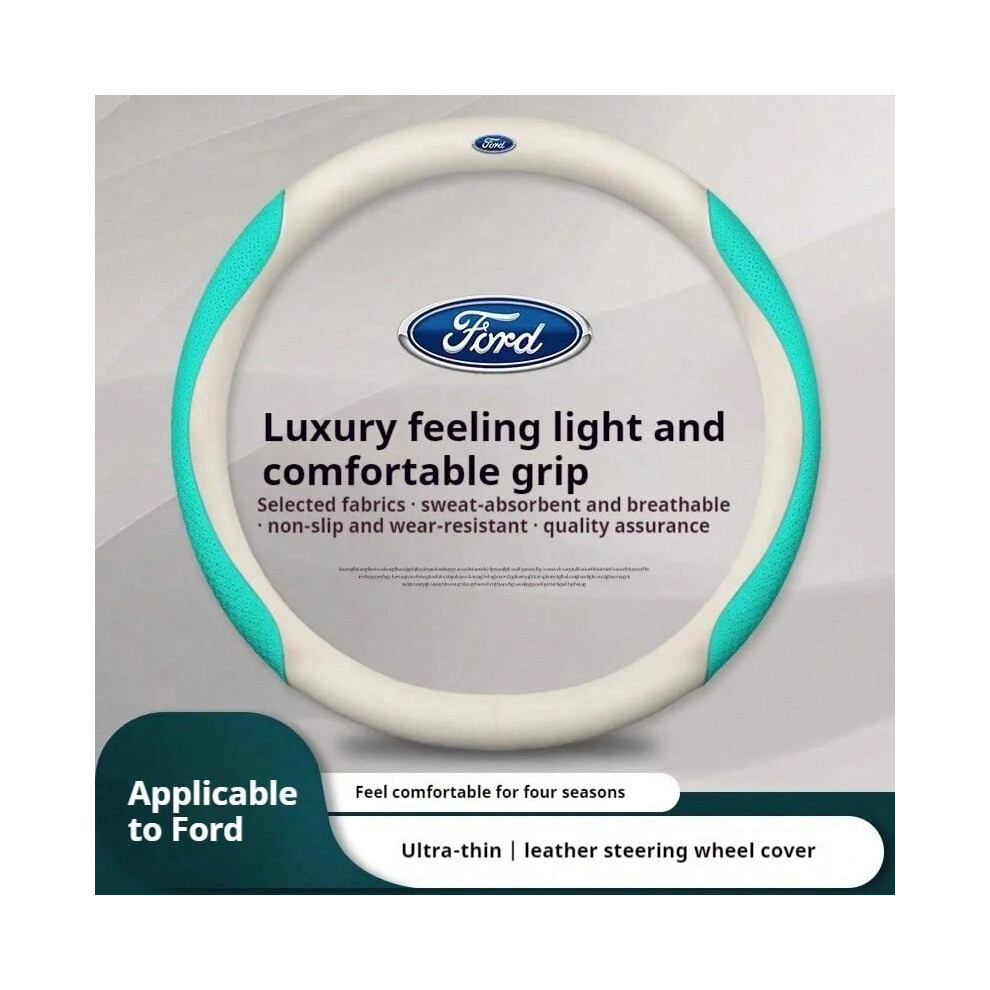 (O Cyan Style A) For Ford Mondeo Focus Raptor Puma Edge Explorer Ecosport F150 Ranger Fusion Kuga Leather Car Carbon fiber Steering Wheel Cover-image-OPC-PHMT5Y5-NEW
