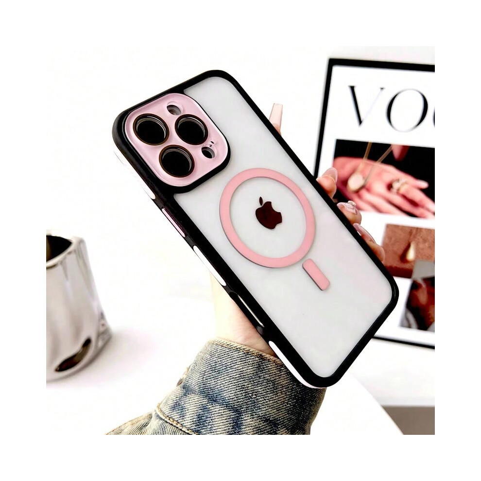 (Pink, For iPhone16 Pro Max) Luxury Transparent Hard Case For iPhone 16 15 14 13 12 11 Pro Max 16Pro 15Pro 14Pro Magsafe Wireless Charge Camera Lens C-image-OPC-PHMT6KW-NEW