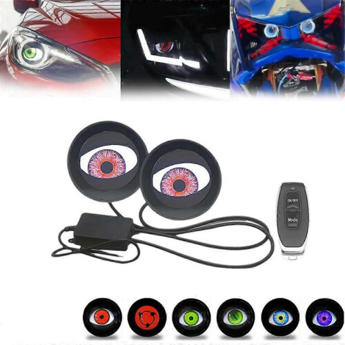 2 Inch Devil Eye LED Headlight Kit Car Dynamic with Remote Control 1