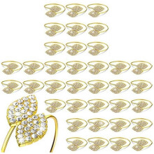 100pcs Napkin Rings,Leaves Napkin Holders Rhinestone Napkin Buckle-A
