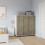 URBN Living (White with Oak Doors) 120cm 3 Sliding Doors Kids Wardrobe Storage Closet 1