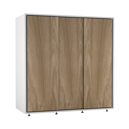 URBN Living (White with Oak Doors) 120cm 3 Sliding Doors Kids Wardrobe Storage Closet 2