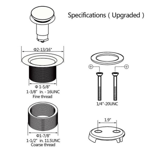 Gold Tub Drain Overflow Kit-Universal Bathtub Drain Replacement 1