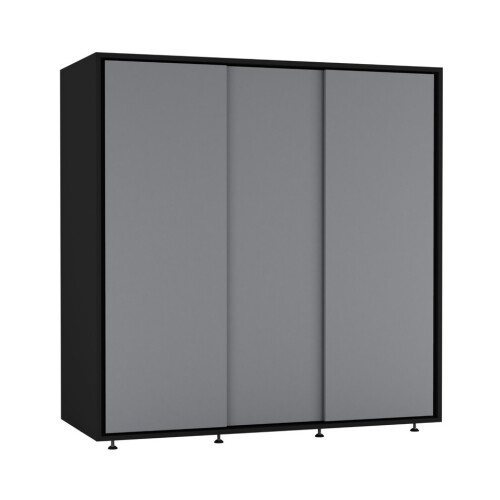 URBN Living (Black with Grey Doors) 120cm 3 Sliding Doors Kids Wardrobe Storage Closet 2