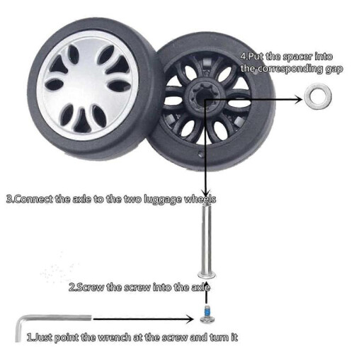 8pc Luggage Wheels Replacement Kit,Mute Caster Replacement Suitcase A 2