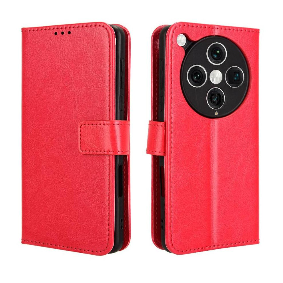 (Red) Case For Oppo Find X8 Pro 5G Magnetic Card Holder Flip Cover Wallet Red 764563609604