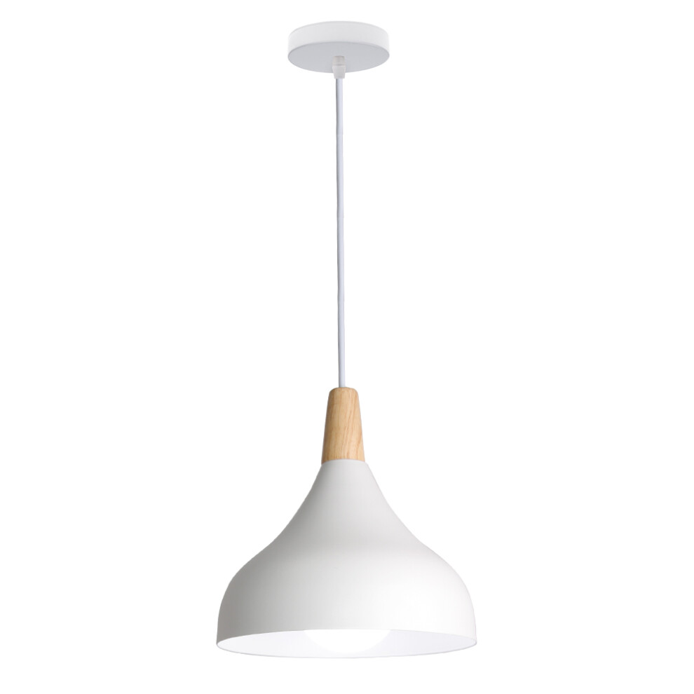 Lampe À Suspension Moderne Plafonnier D'Intérieur Lustre Minimaliste Abat-Jour en Métal, Blanc Pour Chambre À Coucher, Cuisine, Bureau, E27