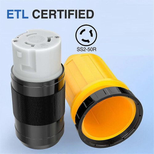 50AMP RV Power Cord Twist Lock Plug with Boot Locking Cover 2