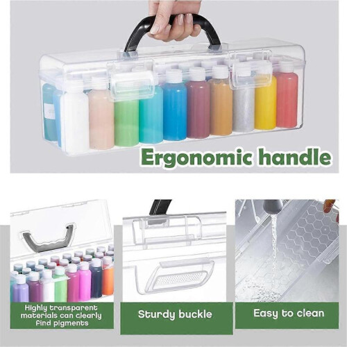 3 Pcs Paint Storage Box for 2 Fl. Oz Acrylic Paints Black