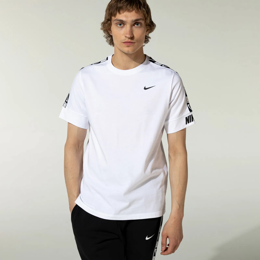 Nike (Uk Size S, ) Nsw Repeat Men's Crew Neck Classic Cotton Summer Gym Retro Casual T-Shirts White