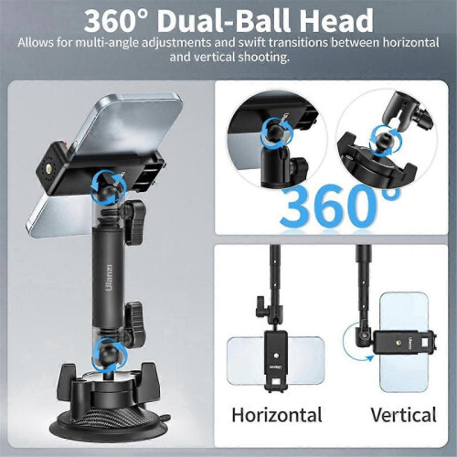 ZJ01 Camera Suction Cup Mount 360 Rotation with Phone Clamp 2