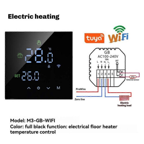 Tuya Smart WiFi Floor Water Heating Wall Boiler Heating Thermostat,B 2