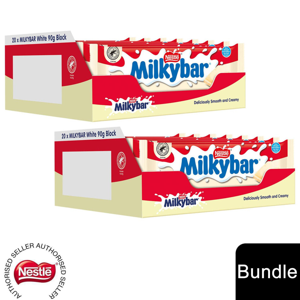 Nestle (40X Milkybar Chocolate (40 Bars)) Nestlé Chocolate Sharing Bar (30 - 40 Bars) Kit Kat, Crunch, Aero & Milkybar White