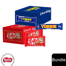 (24x KitKat 4 Finger + 24 x Yorkie Chunky (48 Bars)) Nestlé Chocolate Bar (48 - 144 Bars) Yorkie, Aero, Milkybar Pick your Favourite