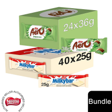 (24x Aero Peppermint + 40 x Milkybar(64 Bars)) Nestlé Chocolate Bar (48 - 144 Bars) Yorkie, Aero, Milkybar Pick your Favourite