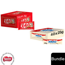 (24x KitKat 4 Finger + 40x Milkybar (64 Bars)) Nestlé Chocolate Bar (48 - 144 Bars) Yorkie, Aero, Milkybar Pick your Favourite