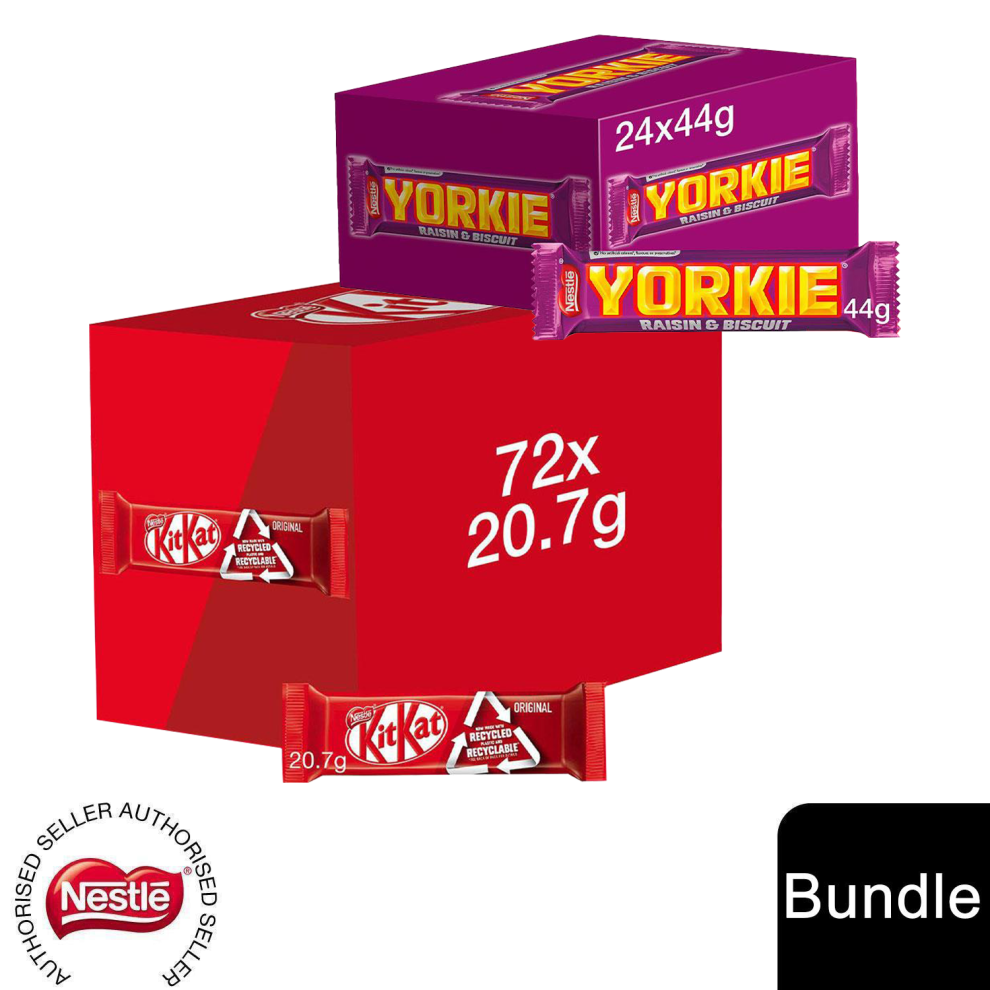 Nestle (24X Yorkie Chocolate Bar + 72 X Milk 2 Finger(96 Bars)) Nestlé Chocolate Bar (48 - 144 Bars) Yorkie, Aero, Milkybar Pick Your Favourite