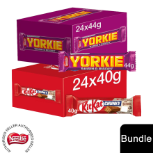 (24x KitKat Chocolate Bar + 24x Yorkie Milk (48 Bars)) Nestlé Chocolate Bar (48 - 144 Bars) Yorkie, Aero, Milkybar Pick your Favourite