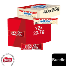 (40x Milkybar Chocolate + 72 x Milk 2 Finger(112 Bars)) Nestlé Chocolate Bar (48 - 144 Bars) Yorkie, Aero, Milkybar Pick your Favourite