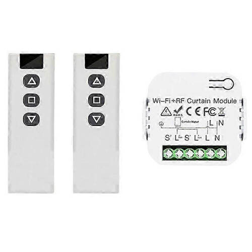(2RC) Tuya Smart Life WiFi 433Mhz Blind Curtain Switch with RF Remote suitable for Electric Roller Shutter Control