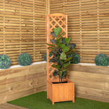 1.6m Samuel Alexander Natural Wooden Freestanding Garden Trellis with Raised Bed Planter