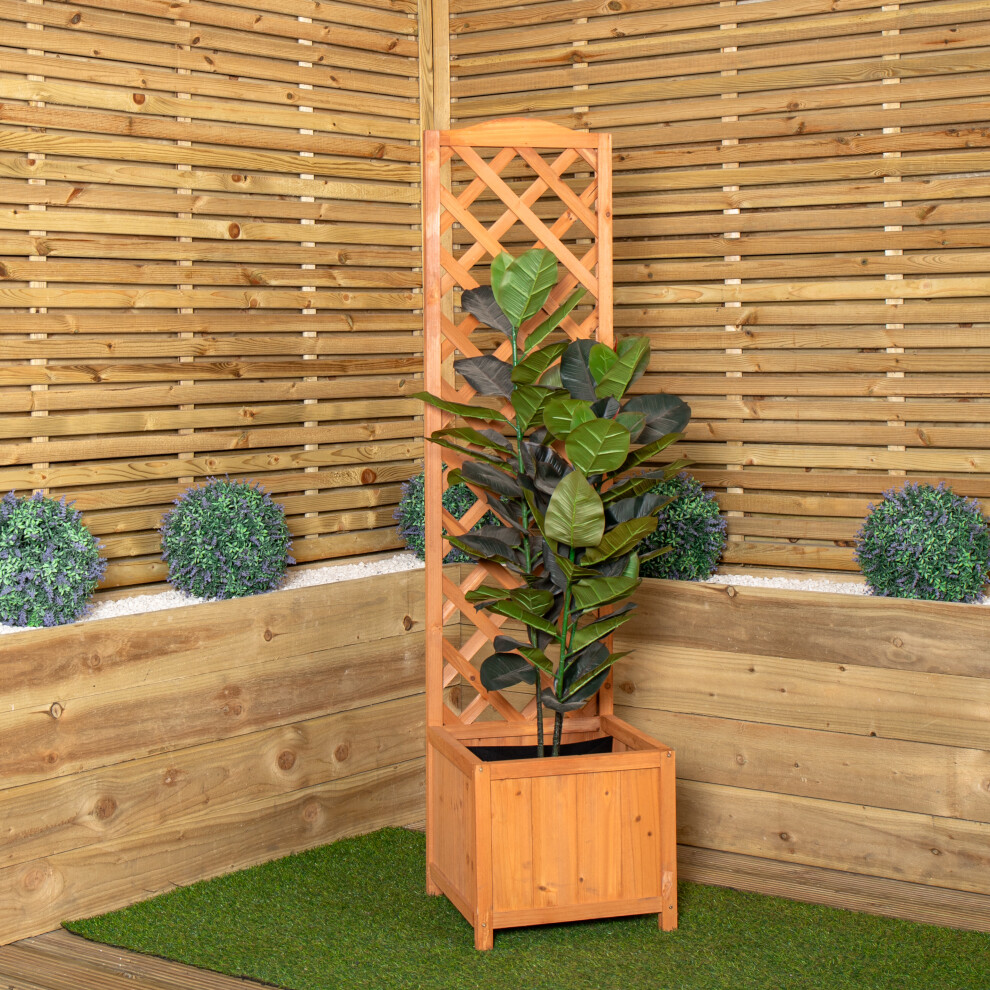 Samuel Alexander 1.6M Natural Wooden Freestanding Garden Trellis With Raised Bed Planter