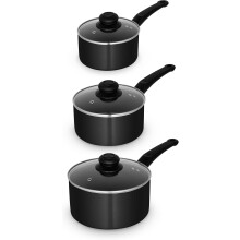 Swan Townhouse 3 Pc Black Saucepan Set Non Stick Cookware SWPS5023BLK