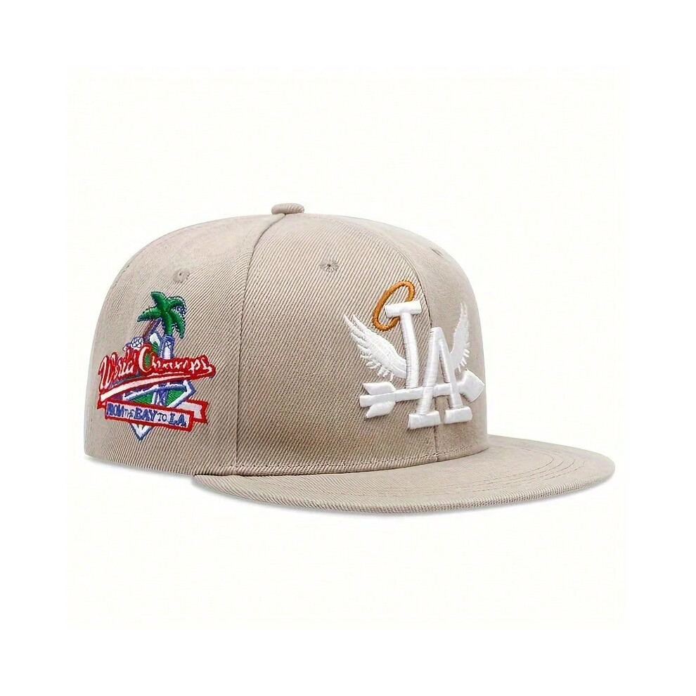 (Khaki) Fashion Unisex LA Embroidery Baseball Caps Los Angeles Snapback Hat Angel Wings Hip Hop Caps Outdoor Adjustable Casual Sun Hats-image-OPC-PHMTKDV-NEW